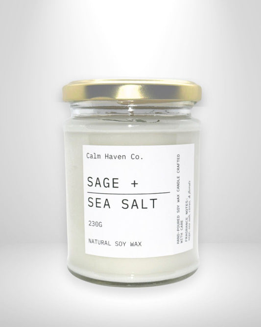 Luxurious Scented Soy Wax Candle - Sage & Sea Salt